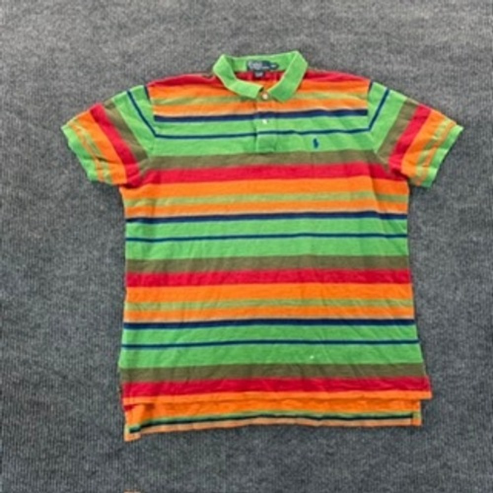 Polo Ralph Lauren Mens XXL Multi-Color Striped Short Sleeve Cotton Polo Shirt